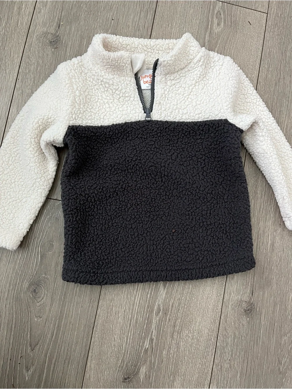 jumping beans Cream and Black Colorblock Sherpa Pullover